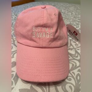 Pink Womans Hat - 'Savage' Embroidery